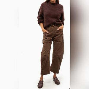 Nili Lotan Shon Barrel Pants in Brown. Size 8